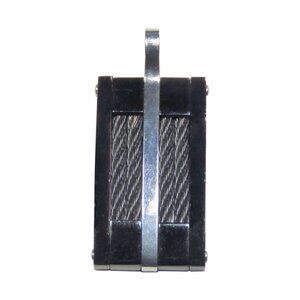 Inox Men's Black Polished Stainless Steel Pendant with Cable Accents